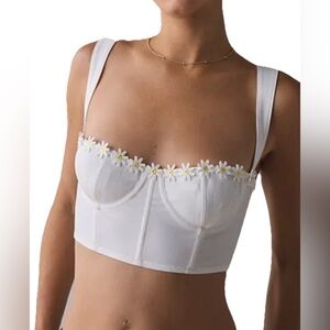 Urban Outfitters Corset Top Medium Floral Daisy NWT White Gillian